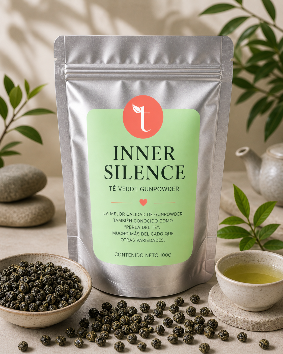 Inner Silence – Té verde Gunpowder puro premium