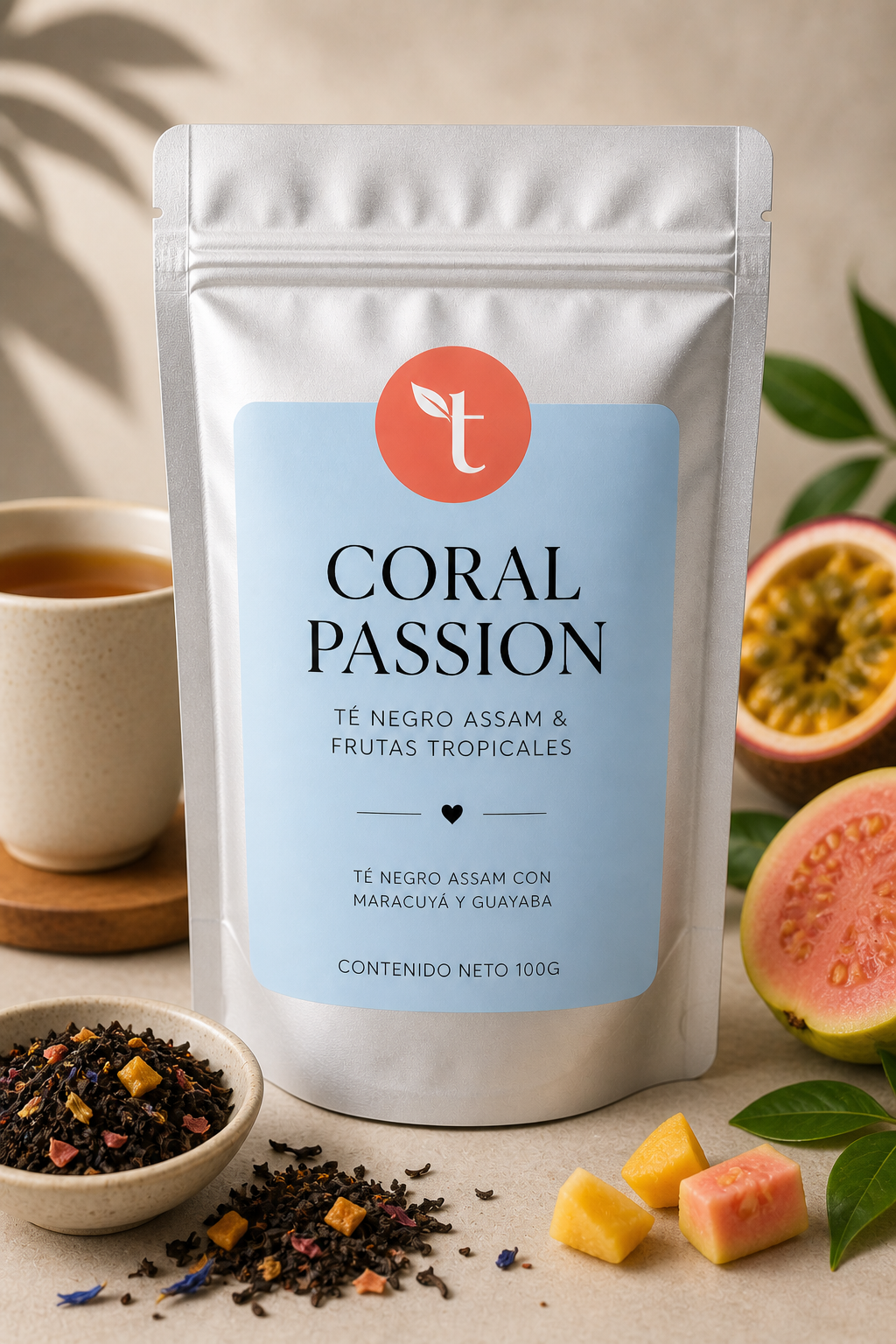 Coral Passion – Té negro con maracuyá, guayaba y pétalos de rosa