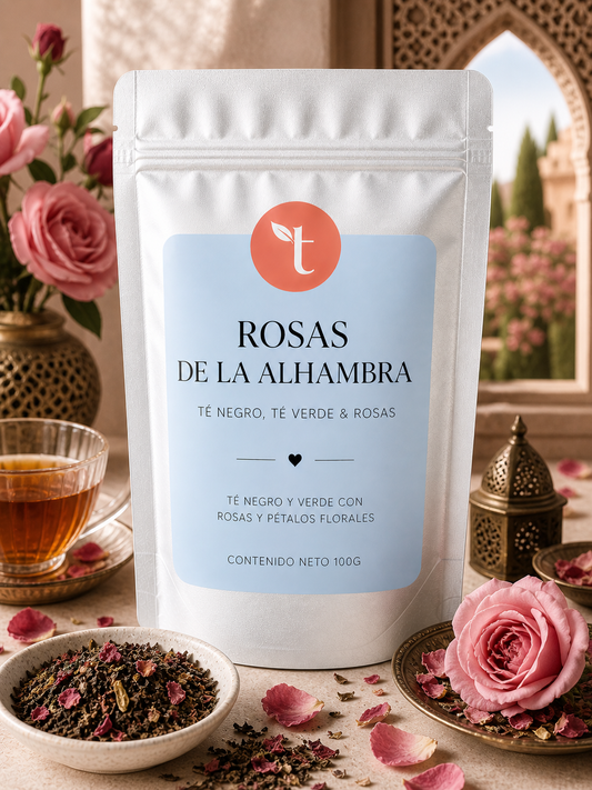 Rosas de la Alhambra – Té verde y negro con pétalos de rosa