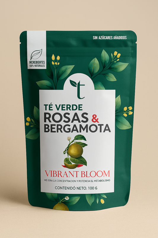 Vibrant Bloom – Té verde con pétalos de rosa y bergamota
