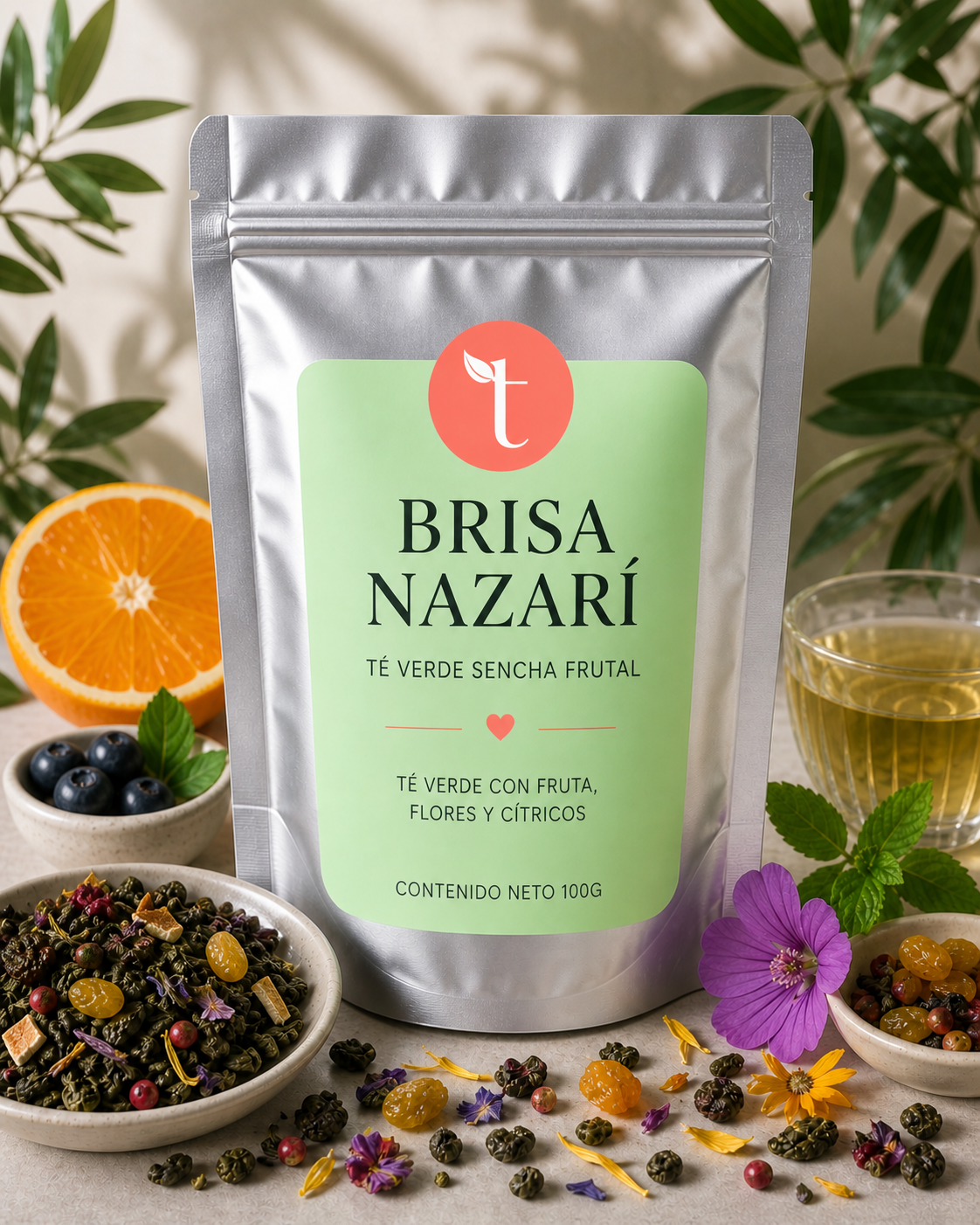 Brisa Nazarí – Té verde con arándanos, pimienta rosa y flor de naranja