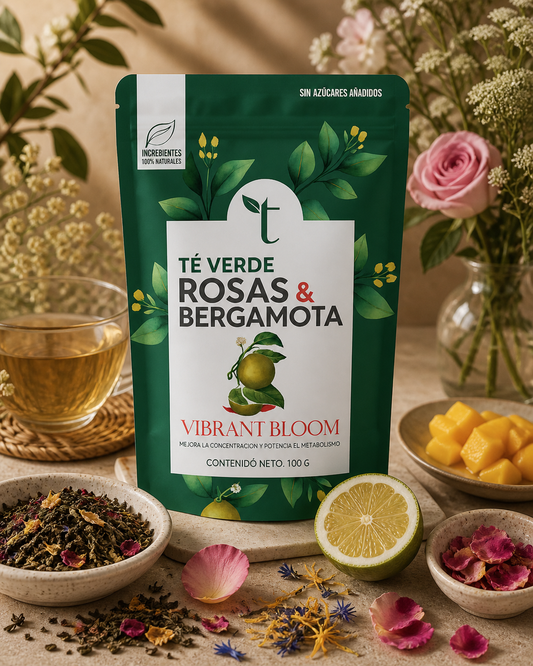Vibrant Bloom – Té verde y blanco con pétalos de rosa y bergamota